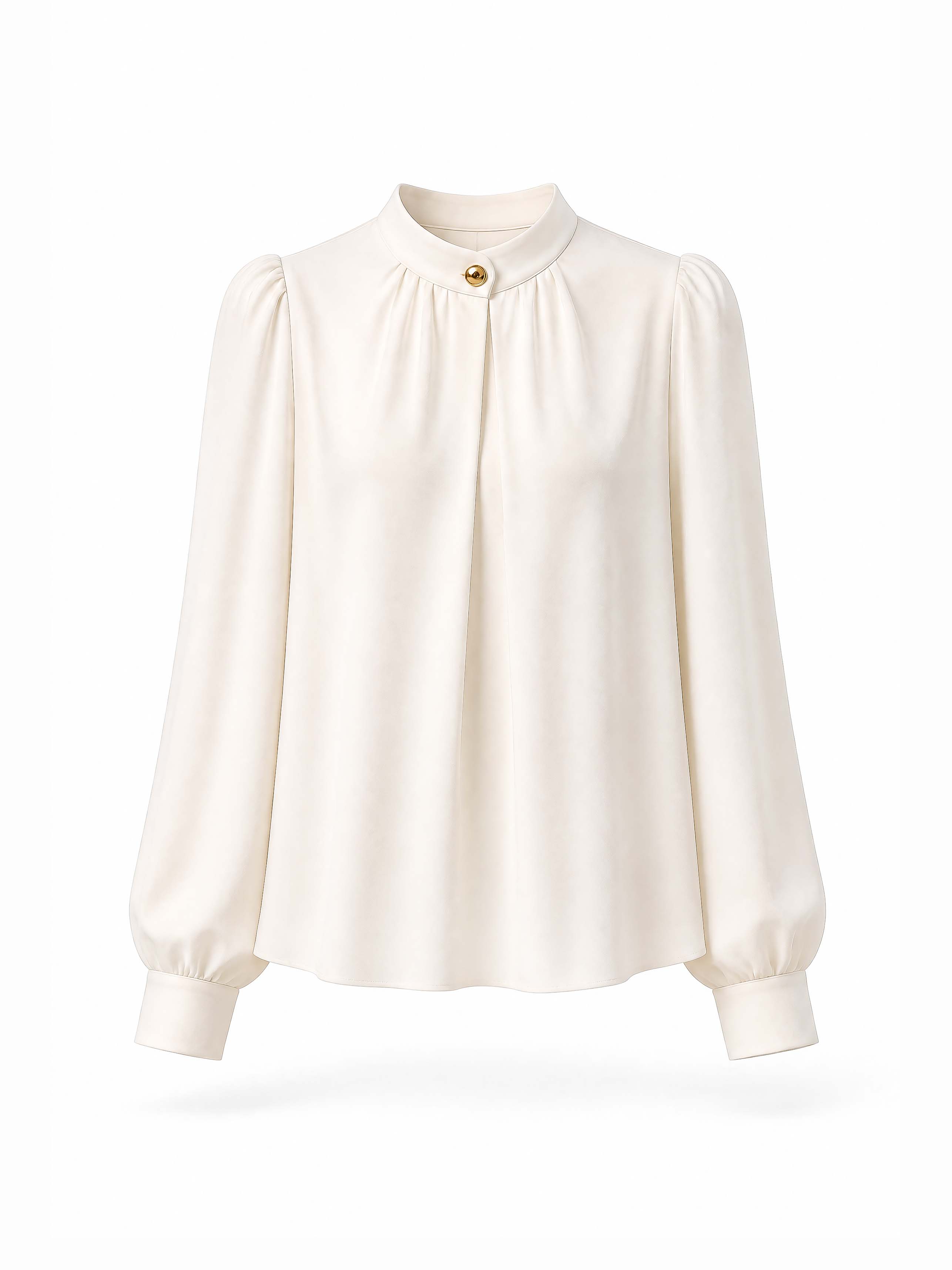 Vintage Stand Collar Puff Sleeve Top