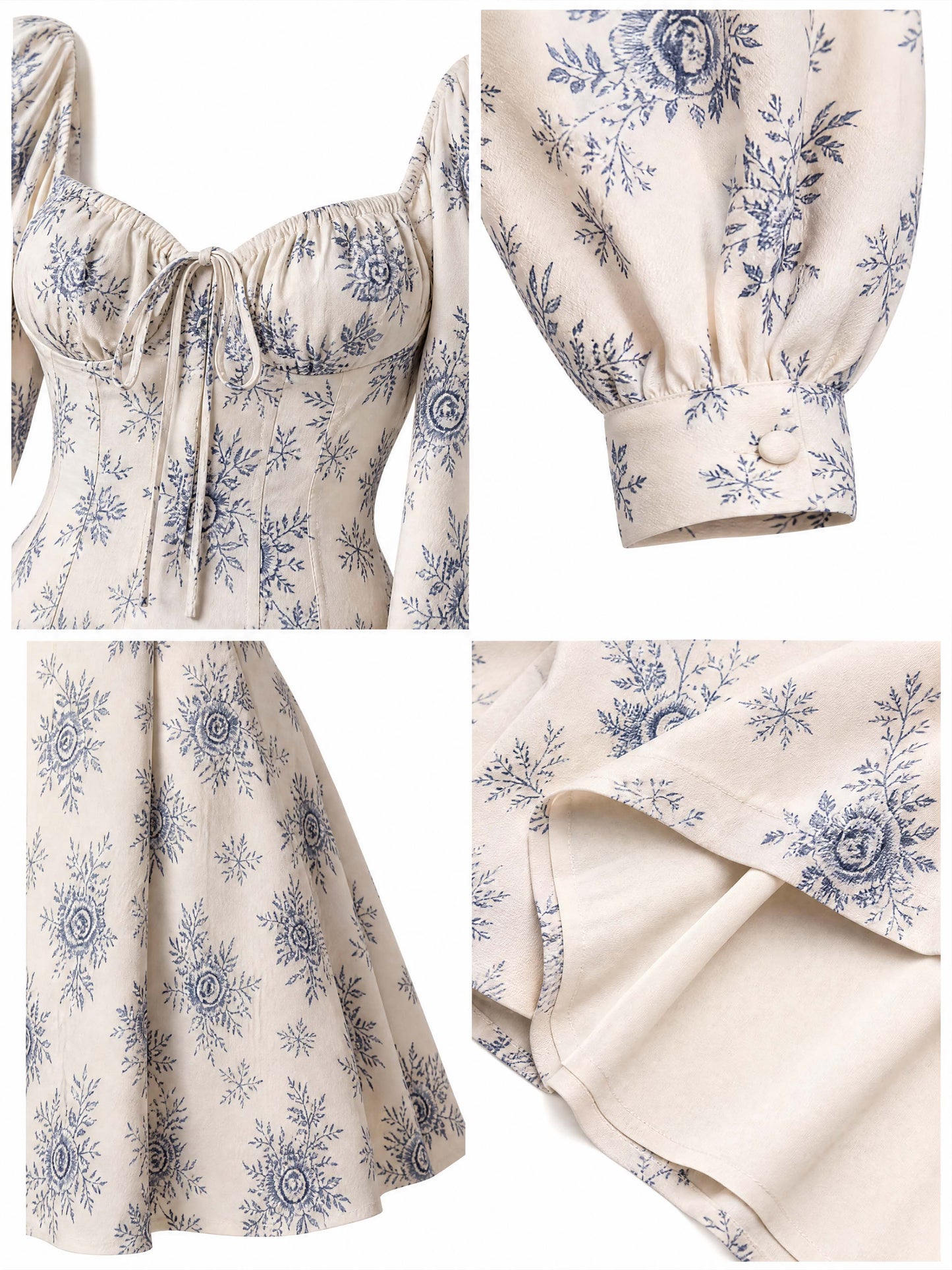 Vintage Floral Print U Neck Swing Midi Dress