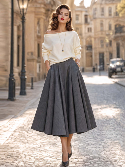 French Drop Shoulder Long Sleeve Comfort Knit Pullover