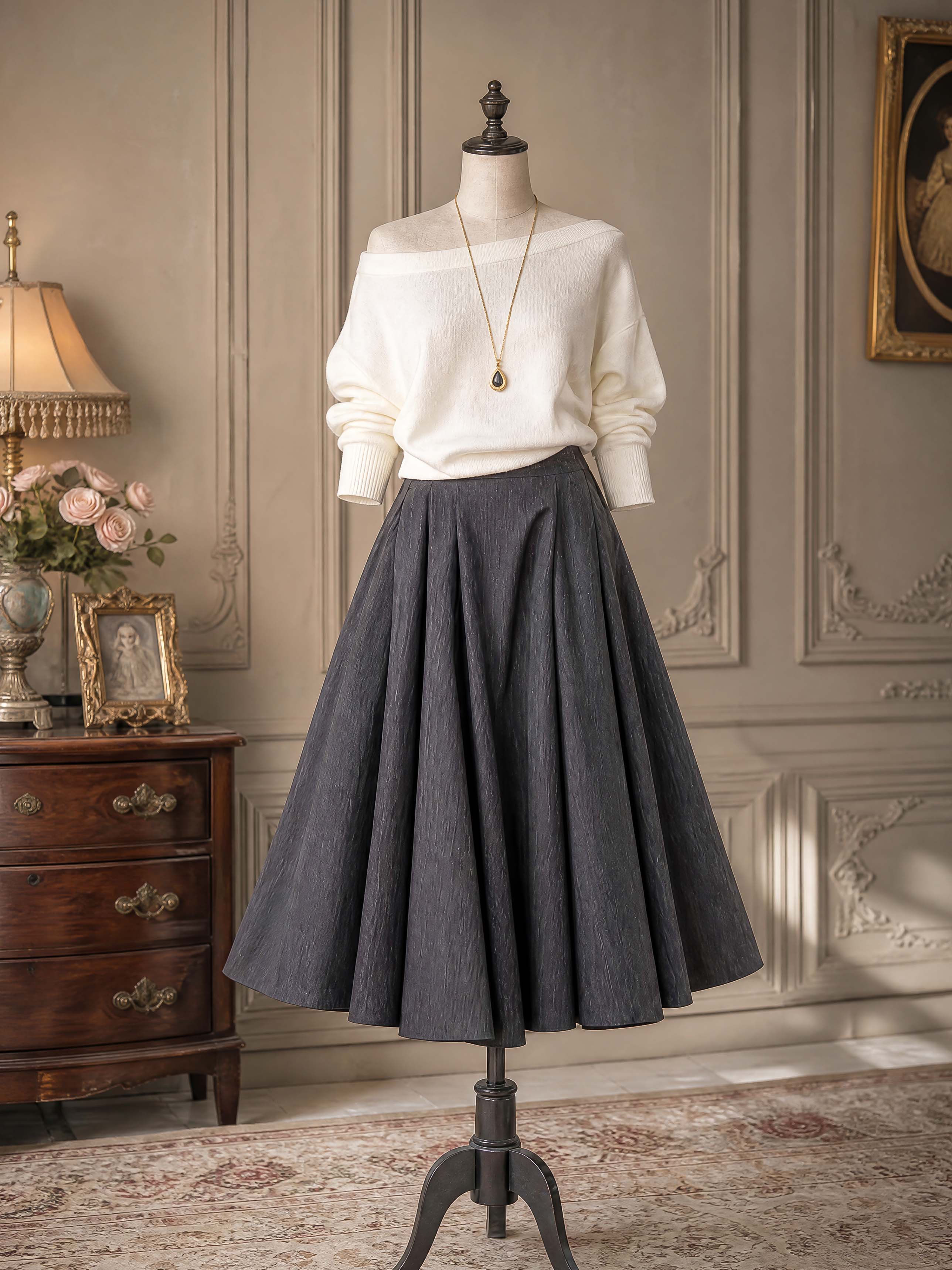 French Drop Shoulder Long Sleeve Comfort Knit Pullover