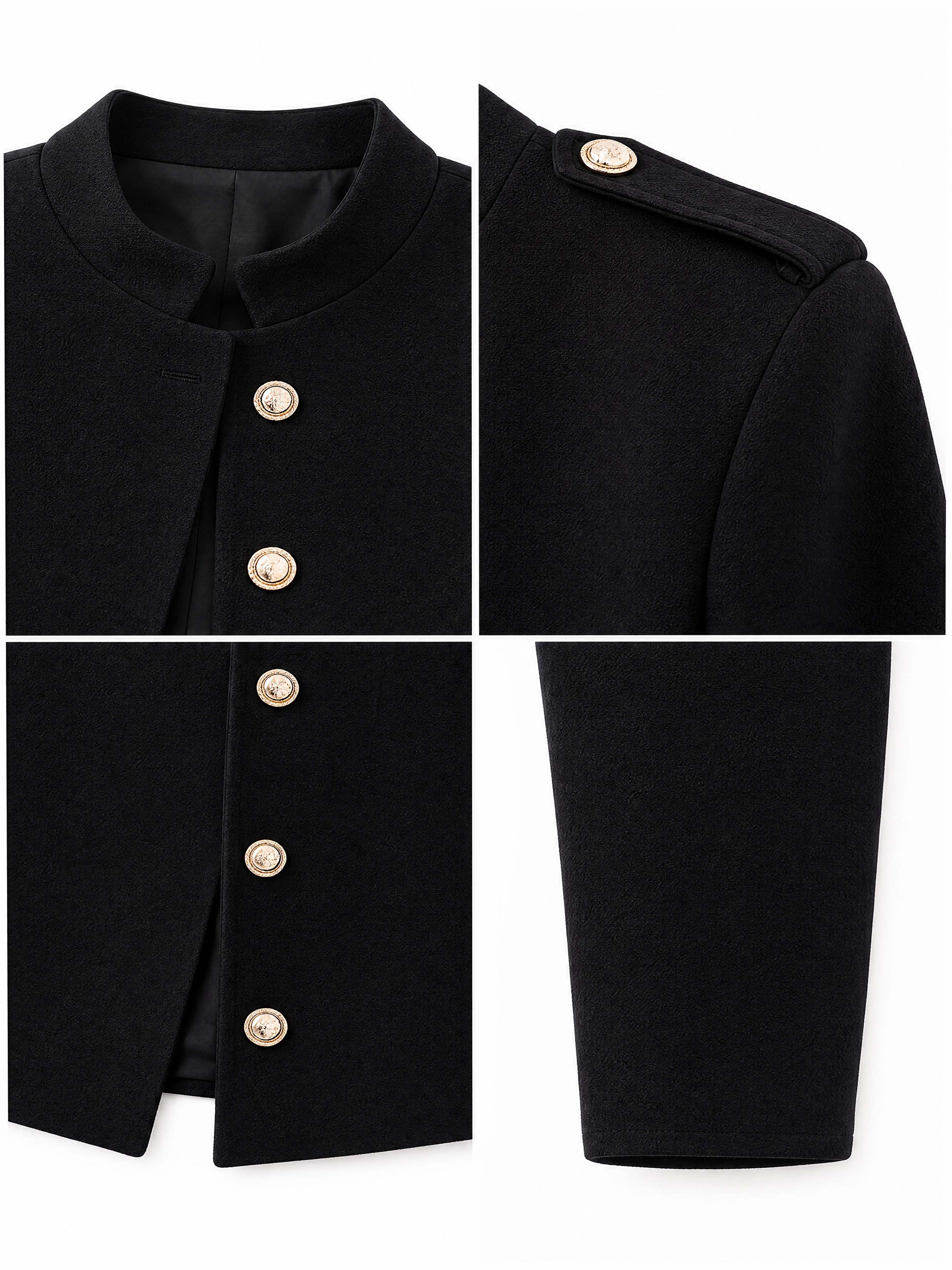 Vintage Palace Stand Collar Metal Button Cropped Jacket