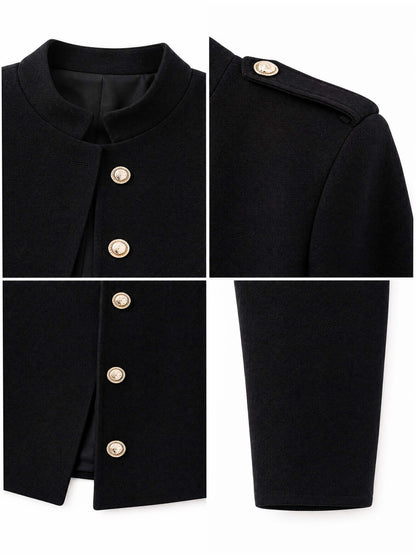 Vintage Palace Stand Collar Metal Button Cropped Jacket