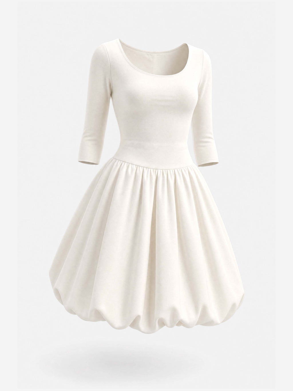 French U-Neck Bubble Mini Dress