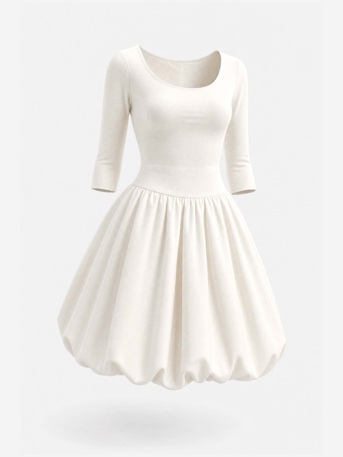 French U-Neck Bubble Mini Dress