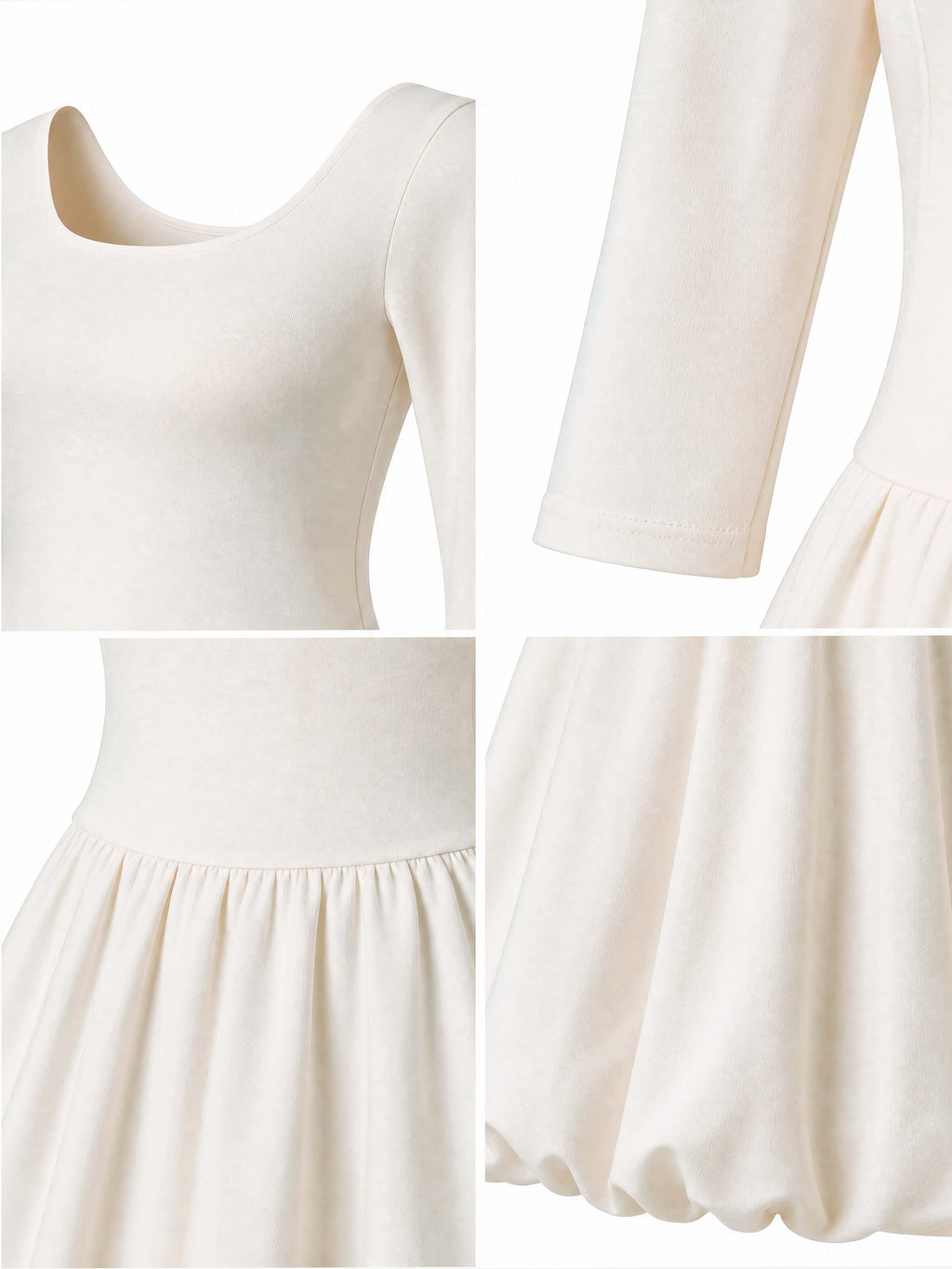 French U-Neck Bubble Mini Dress