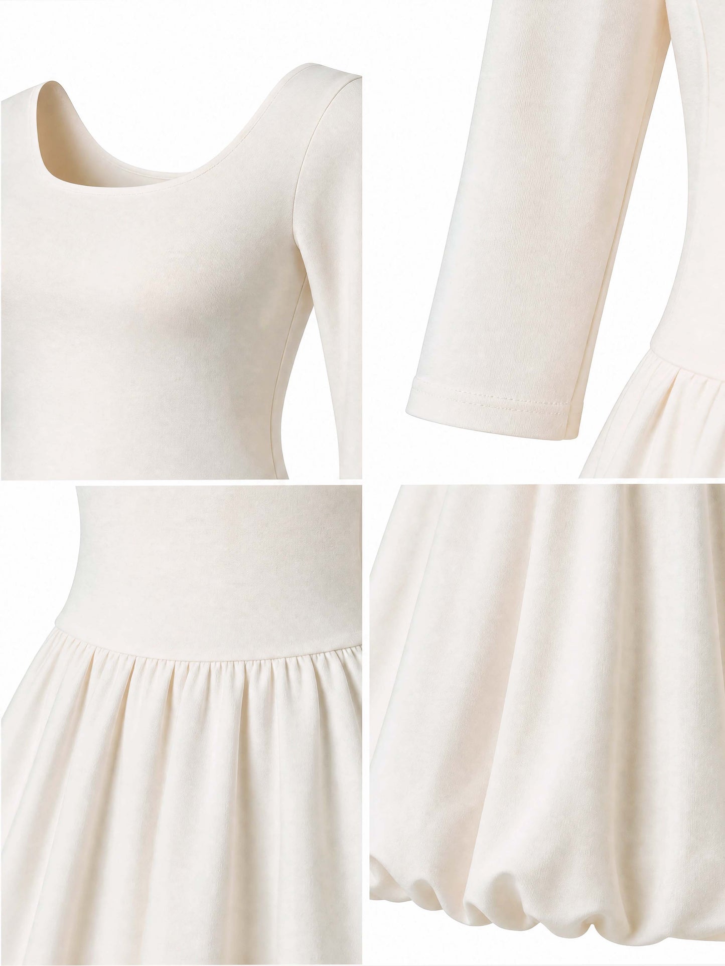 French U-Neck Bubble Mini Dress