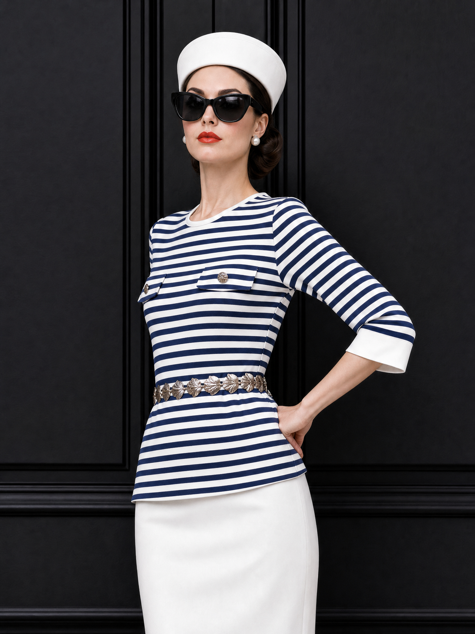 Vintage Striped Sailor Style Top & Skirt Set