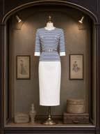 Vintage Striped Sailor Style Top & Skirt Set