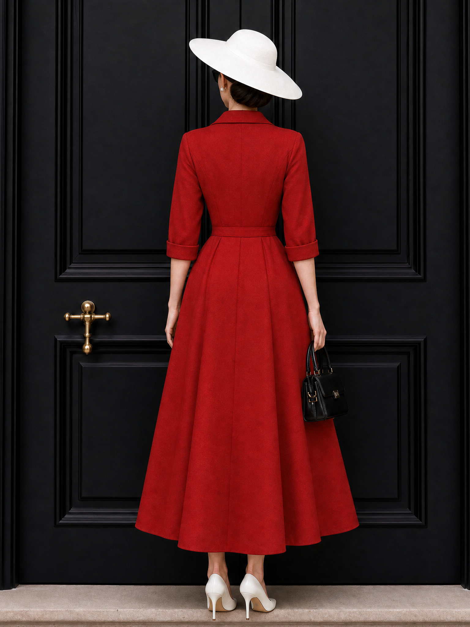 Vintage V Neck Button Decor Swing Maxi Dress