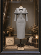 Vintage Fitted With Shrug Midi Dress Two Piece Set