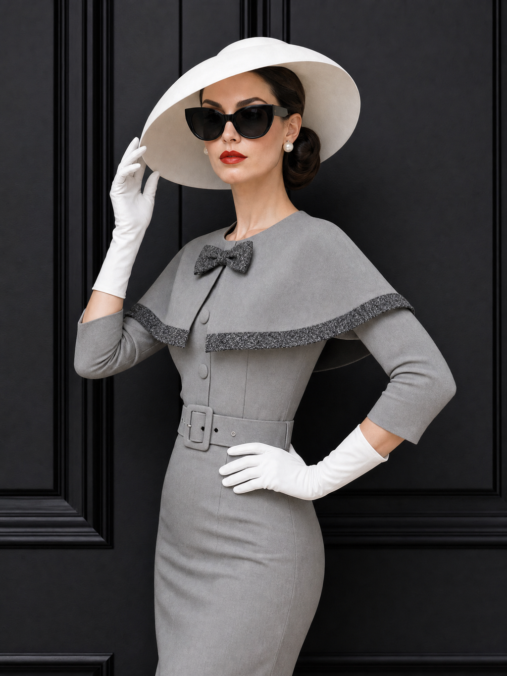 Vintage Fitted With Shrug Midi Dress Two Piece Set
