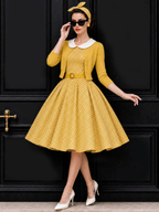 Vintage Polka Dot Swing Skirt & Cardigan Set