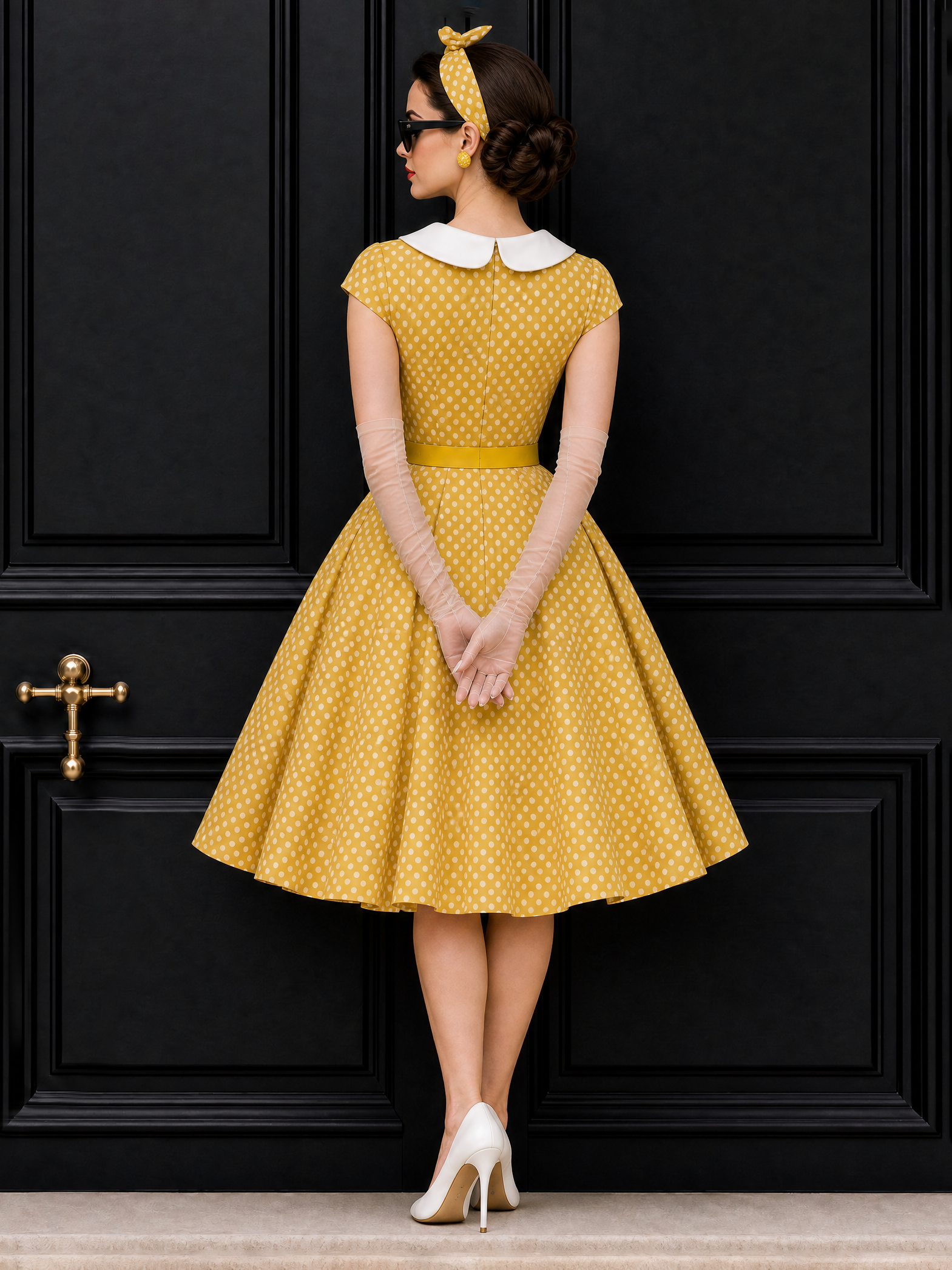 Vintage Polka Dot Swing Skirt & Cardigan Set