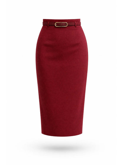 Vintage French Ruffle Neck Pencil Skirt Two Piece Set