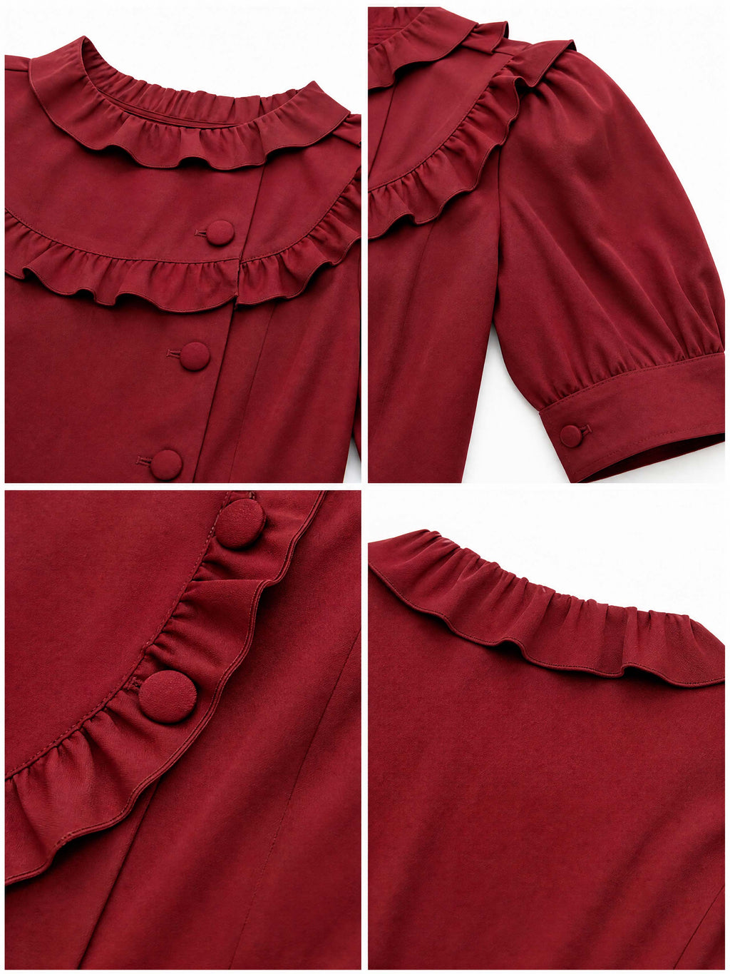 Vintage French Ruffle Neck Pencil Skirt Two Piece Set