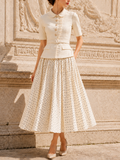 Vintage Chunky Knit Top & Polka Dot Skirt Two-Piece Set