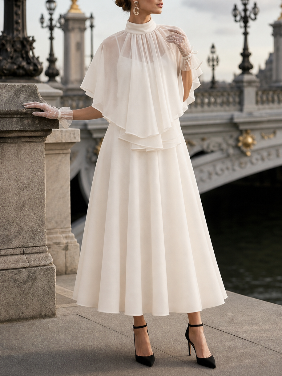 Vintage Chiffon Shrug Top & Dress Two-Piece Set