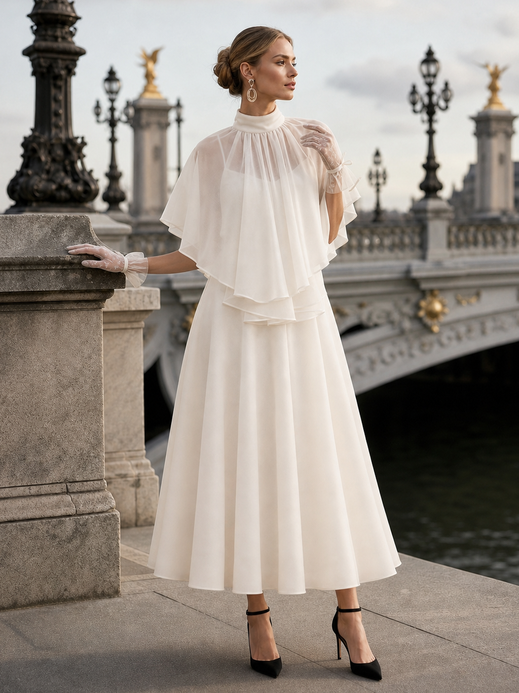 Vintage Chiffon Shrug Top & Dress Two-Piece Set