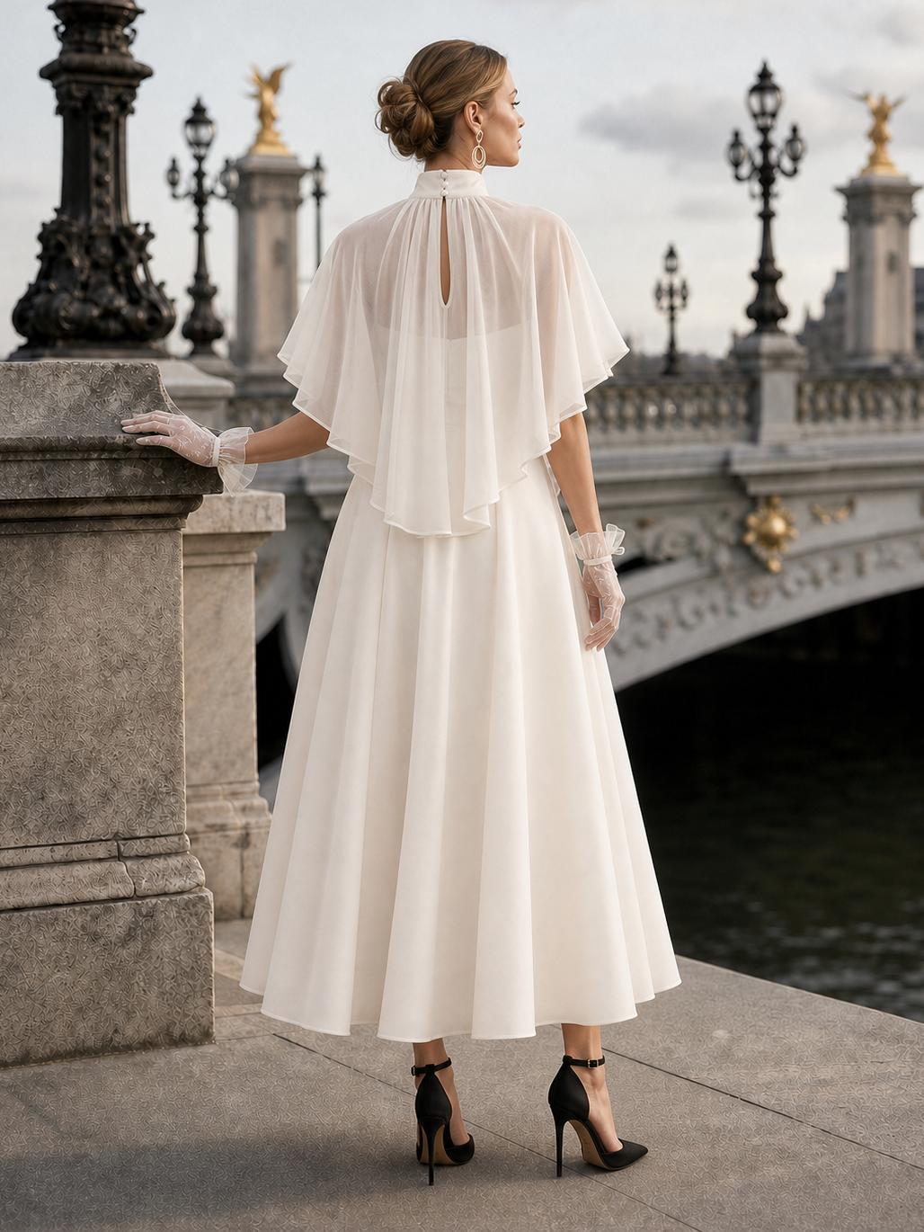Vintage Chiffon Shrug Top & Dress Two-Piece Set