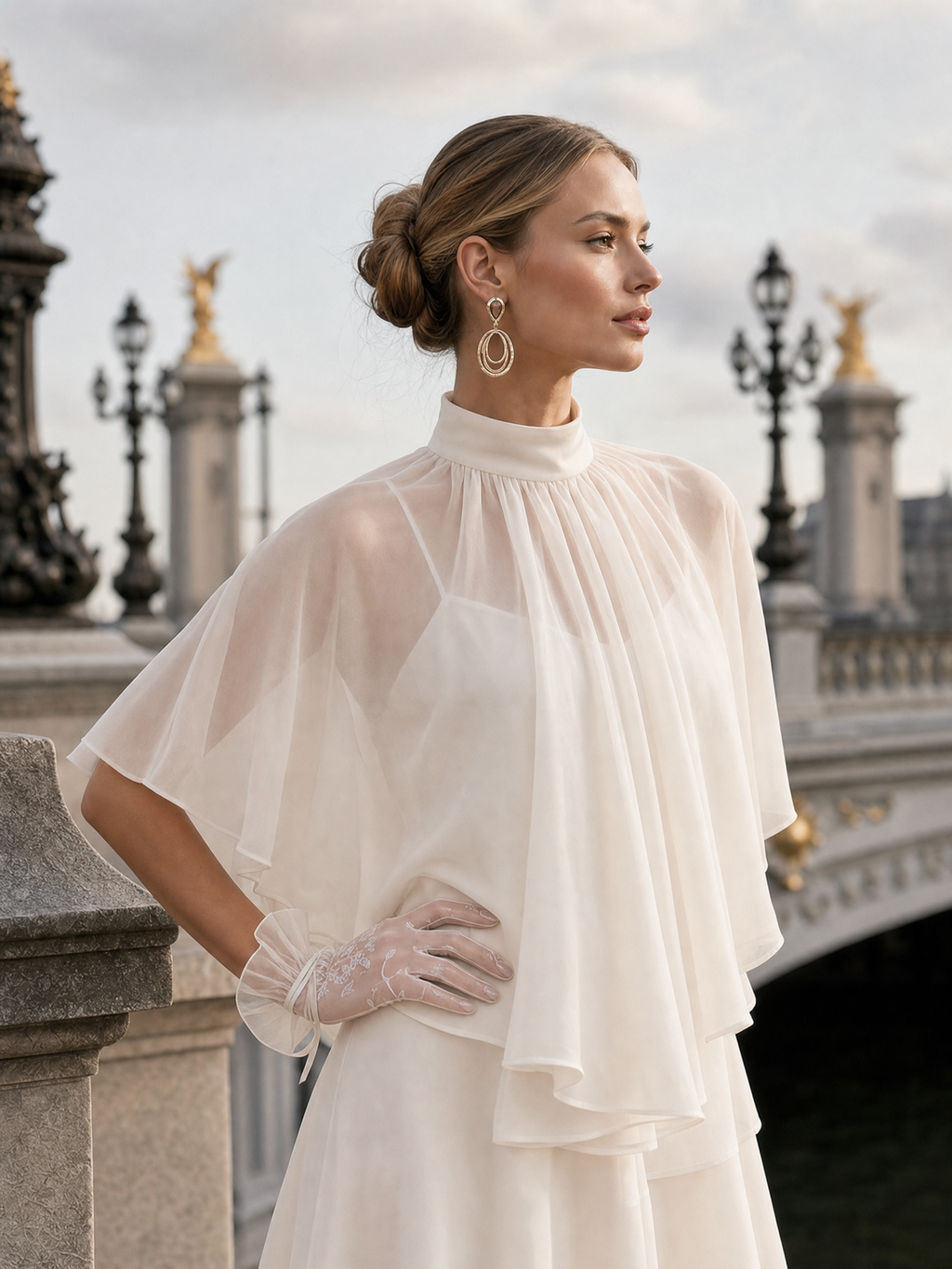 Vintage Chiffon Shrug Top & Dress Two-Piece Set