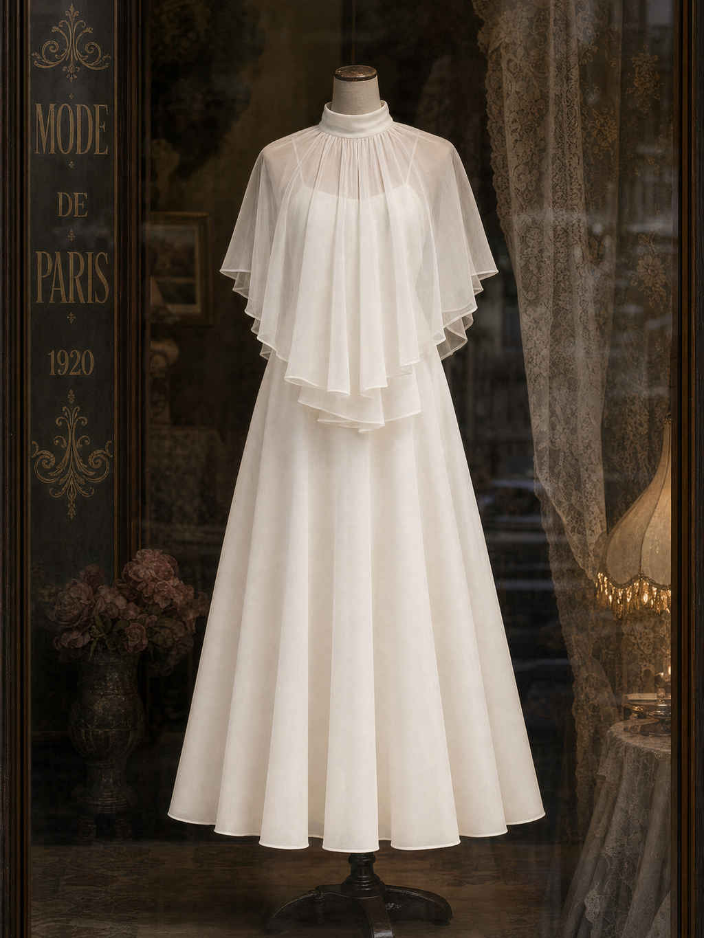 Vintage Chiffon Shrug Top & Dress Two-Piece Set