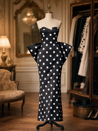 Vintage Sweetheart Neck Polka Dot Mermaid Satin Gown