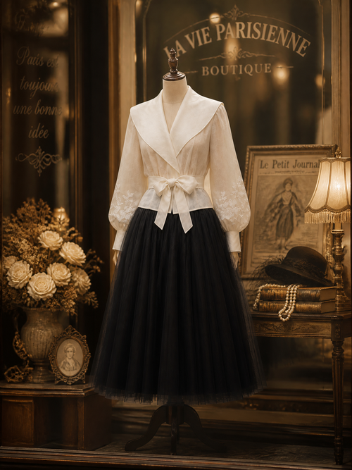 Elegant Black High-Waist Tiered Tulle A-Line Midi Skirt