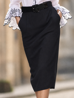 Chic Black High-Waist Bodycon Pencil Midi Skirt