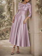 Vintage Bow Collar Gown Maxi Dress