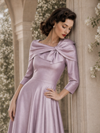 Vintage Bow Collar Gown Maxi Dress