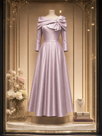 Vintage Bow Collar Gown Maxi Dress