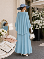 Vintage Pleated Shawl A-line Maxi Dress