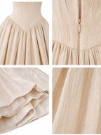 Vintage 50s Crinkled Texture Swing Midi Dress