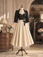 Vintage Bow Swing Midi Skirt