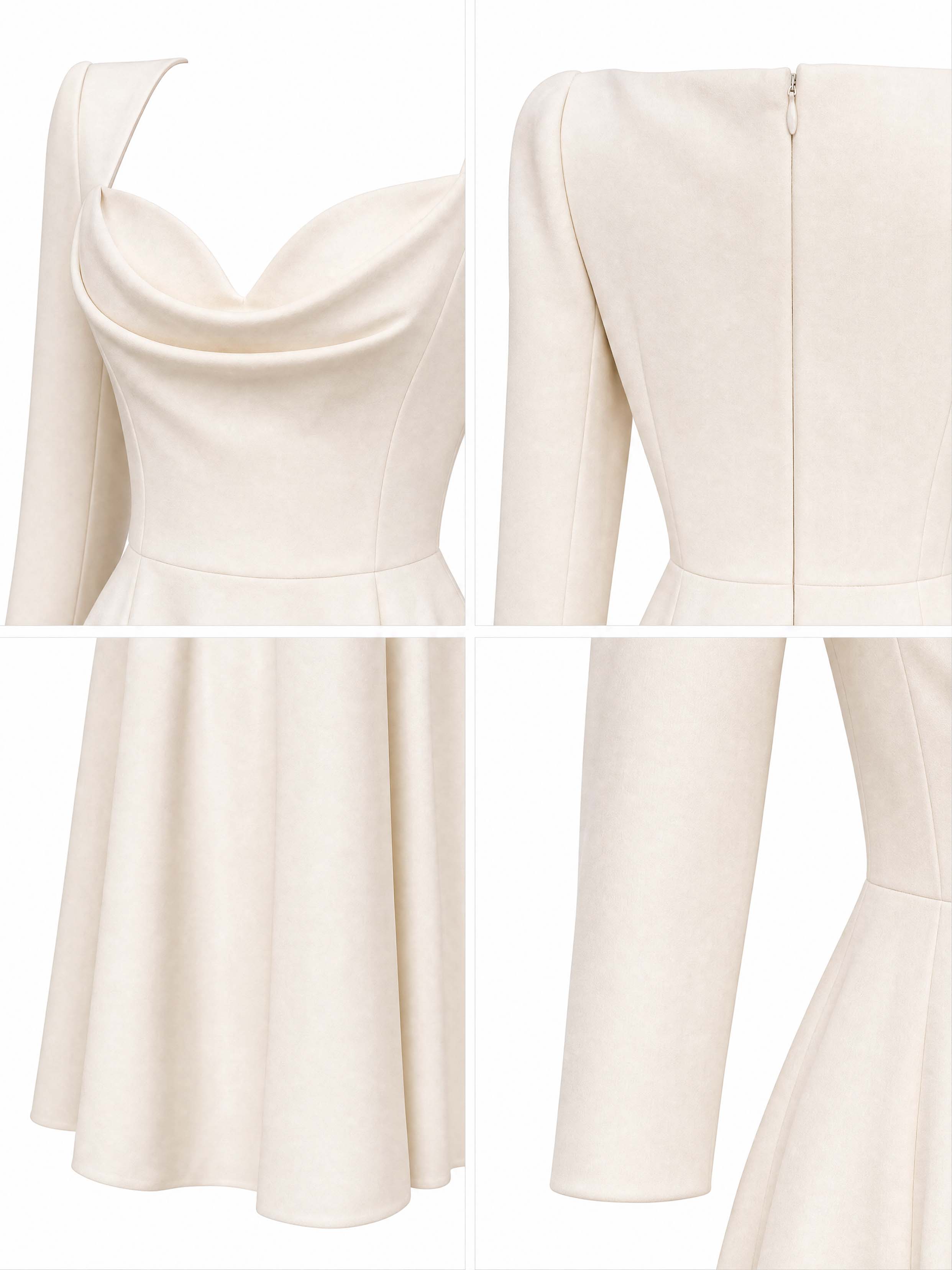 Vintage Cowl Neck Waisted Midi Swing Formal Dress
