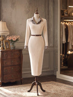 Vintage Fake Two-Piece Slim Knit Bodycon Midi Dress