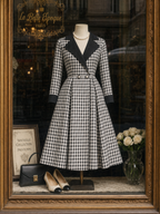 Vintage Plaid Lapel Midi Dress