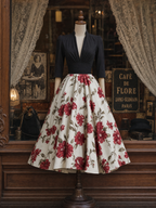 Vintage Floral Print Paneled V-Neck Maxi Dress