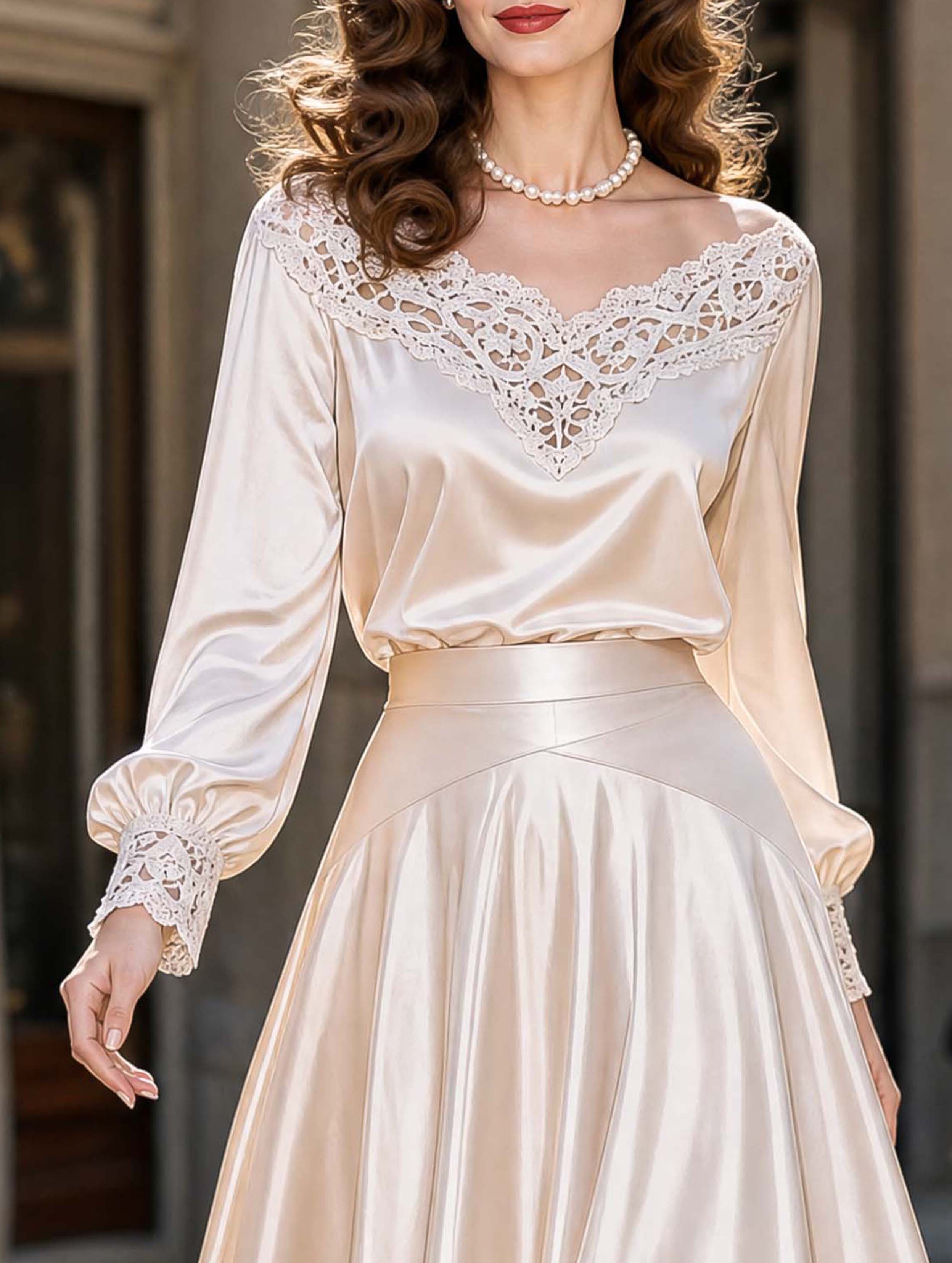 Vintage Palace Lace Satin Blouse