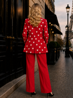 Vintage Heart Print Waistcoat Three-Piece Set
