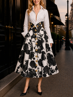 Vintage Floral Print High-Waist Skirt & Shirt Two Piece Set