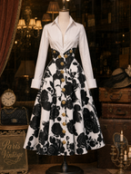Vintage Floral Print High-Waist Skirt & Shirt Two Piece Set