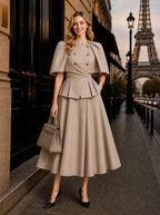 Vintage Cape Blazer & Skirt Two-Piece Set