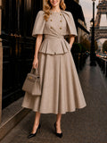 Vintage Cape Blazer & Skirt Two-Piece Set