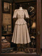 Vintage Cape Blazer & Skirt Two-Piece Set