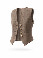 Retro Checkered Single‑Breasted Tailored Vest