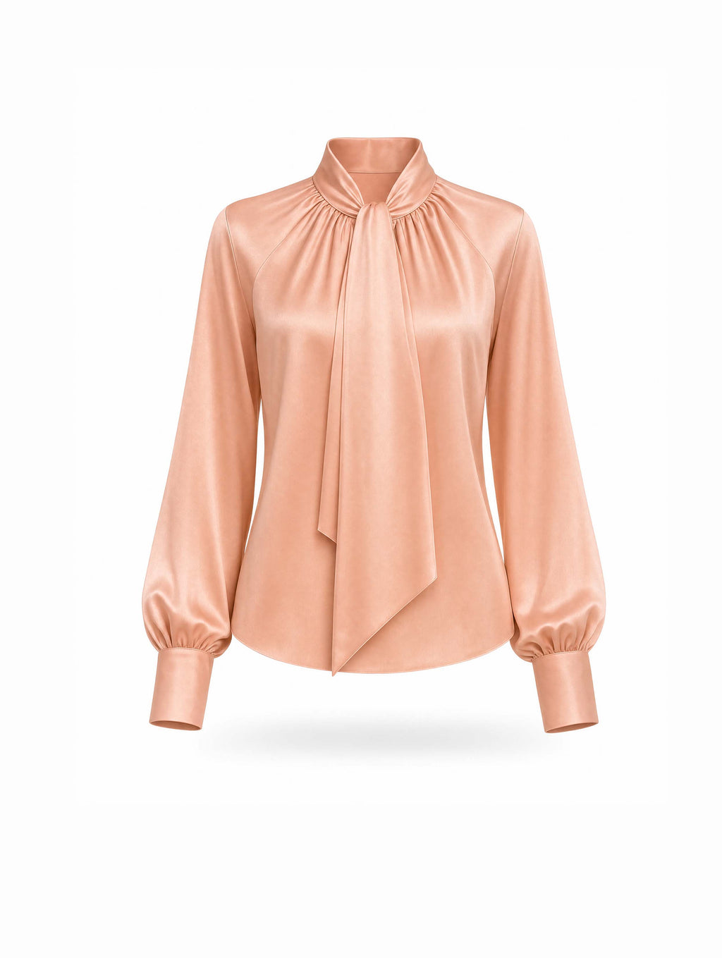 Vintage Satin Bow Tie Neck Work Blouse
