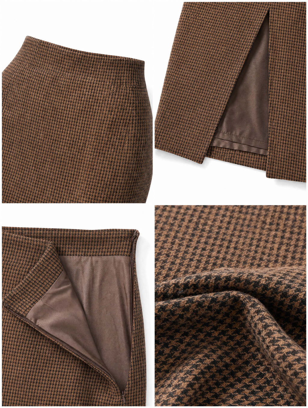 Vintage Plaid High Waist Slit Midi Pencil Skirt
