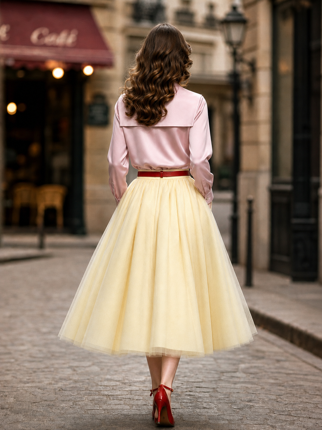 Vintage Sailor‑Collar Satin Blouse