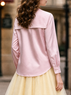 Vintage Sailor‑Collar Satin Blouse